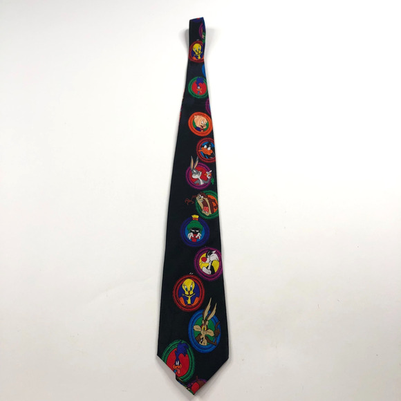 VINTAGE Looney Tunes Men Tie One Size Black 1997 MINT 4" /58-in - Picture 2 of 8